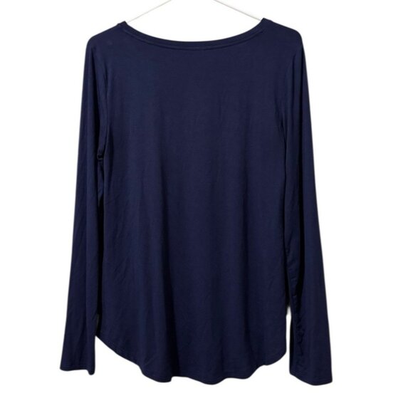 Old Navy Luxe Blue Long Sleeve Round Neck Tunic Shirt Women‎ Size Medium Preppy - Picture 2 of 12